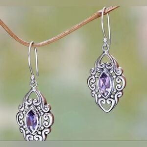 5/20 Elegant Silver and Purple Dangle Earrings